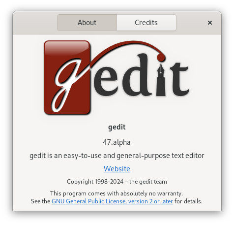 gedit About window